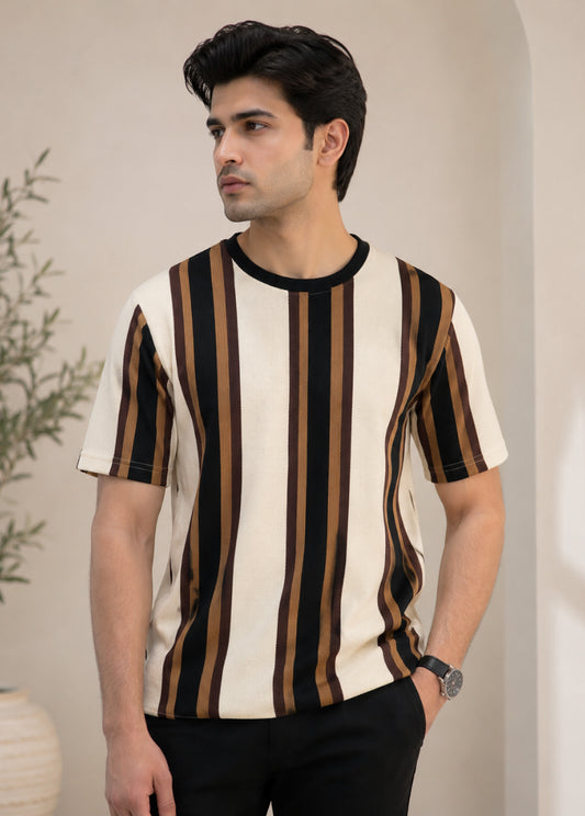 Menβs Striped T-Shirt β Soft Breathable Fit
