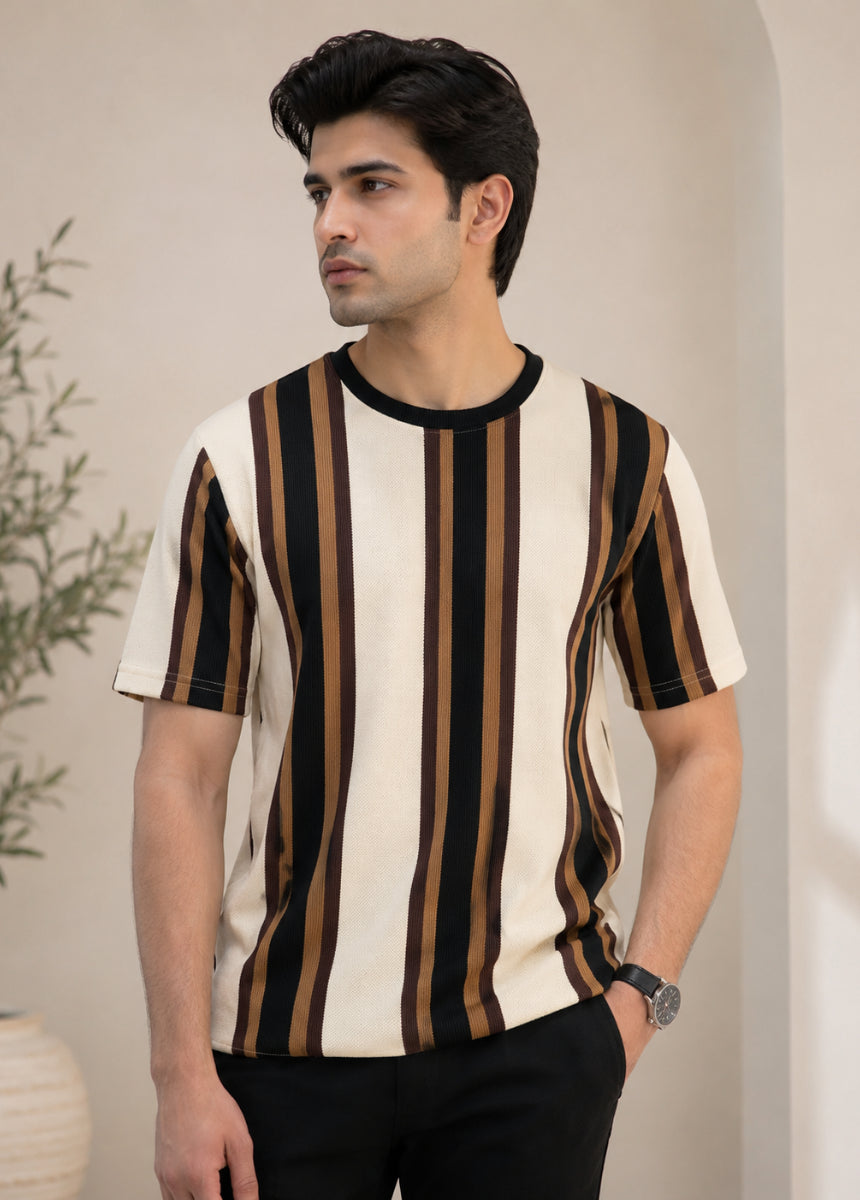 Men’s Striped T-Shirt – Soft Breathable Fit