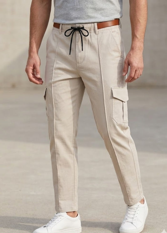 Men's Cargo Pants with Adjustable Drawstring Waist