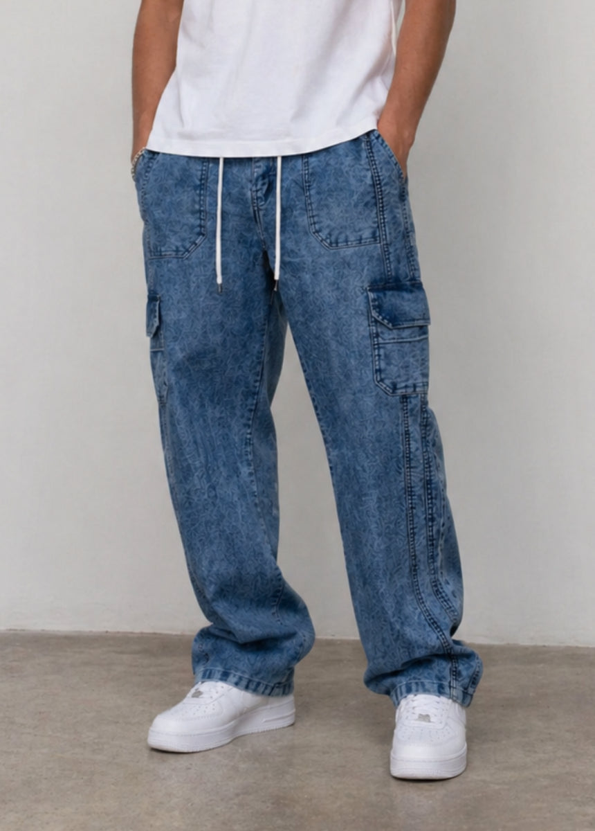 Men’s Denim Cargo Joggers – Stretch Comfort Fit