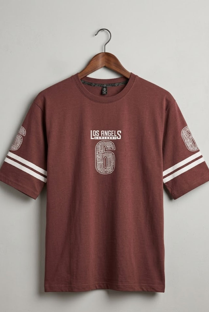 Men’s brown graphic t-shirt Los Angeles print front view