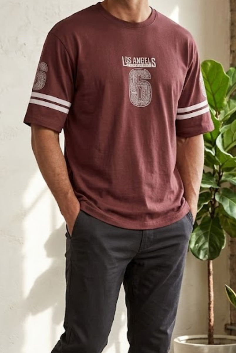 Men’s brown graphic t-shirt Los Angeles print front view