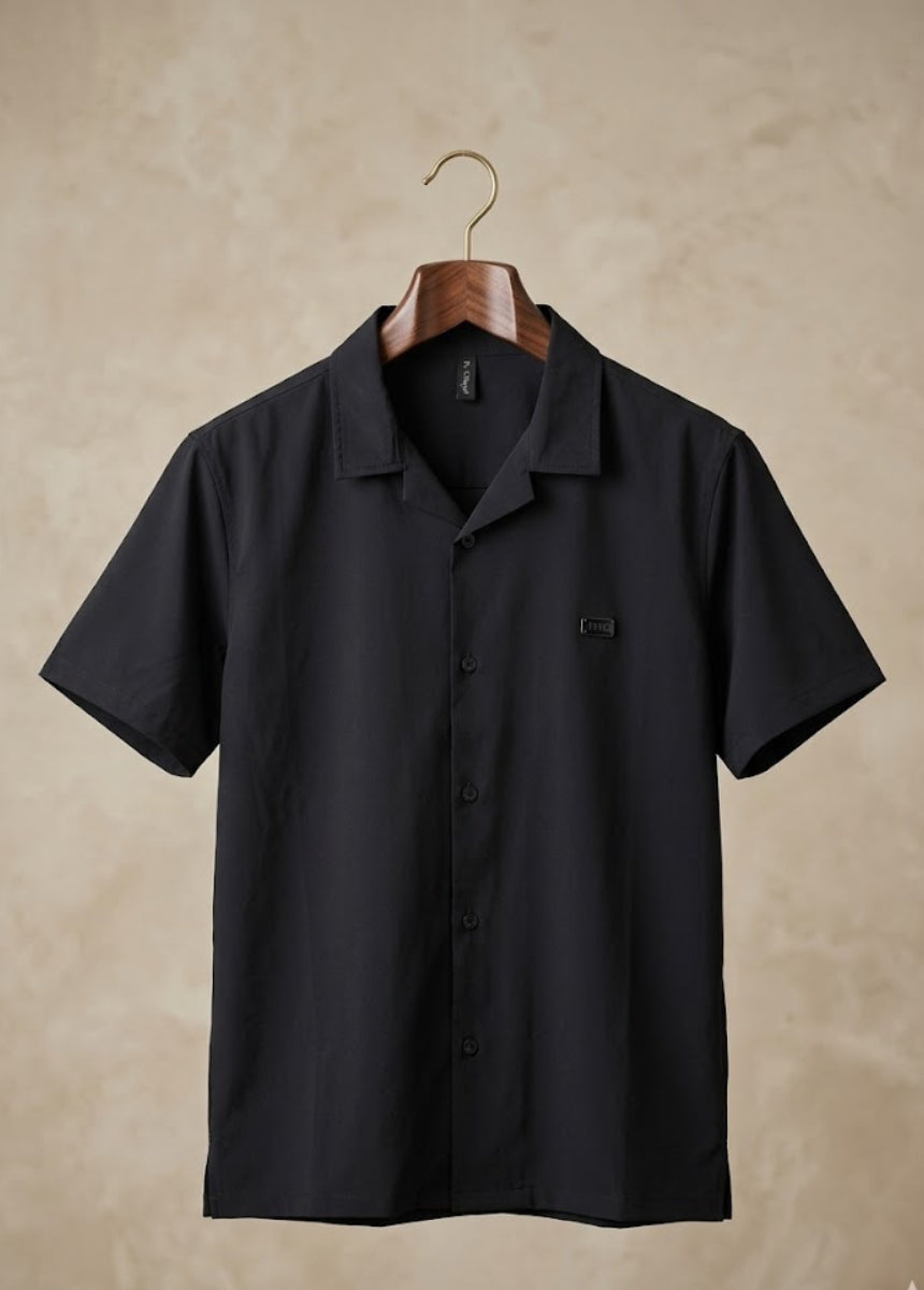 Men’s Black Summer Short Sleeve Shirt – Breathable Comfort Fit