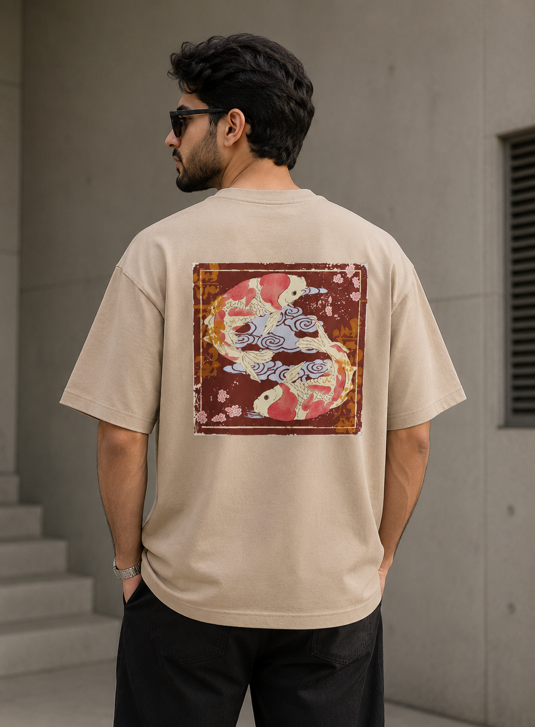 Japanese Beige Calligraphy Oversized Unisex T-Shirt | Premium Cotton