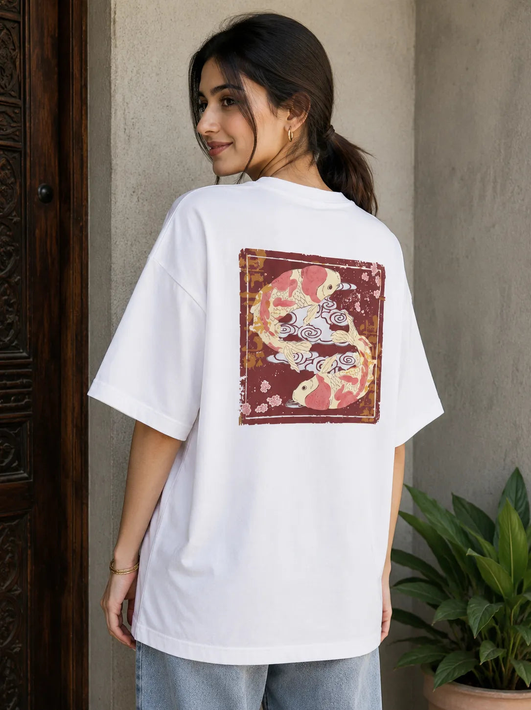 Japanese White Calligraphy Oversized Unisex T-Shirt | Premium Cotton