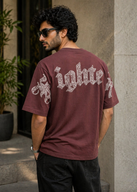 Fighter gothic brown t-shirt front view premium cotton