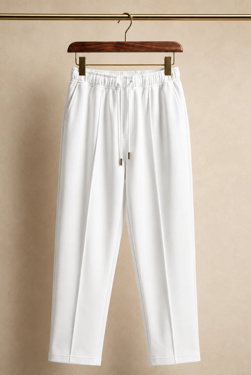 Modern oversized graphic tee and relaxed trousers for everyday wear.