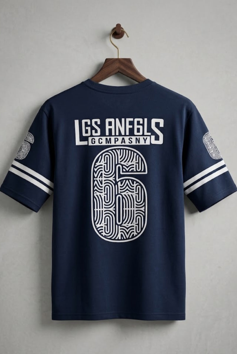 Men’s navy blue graphic t-shirt front view Los Angeles print