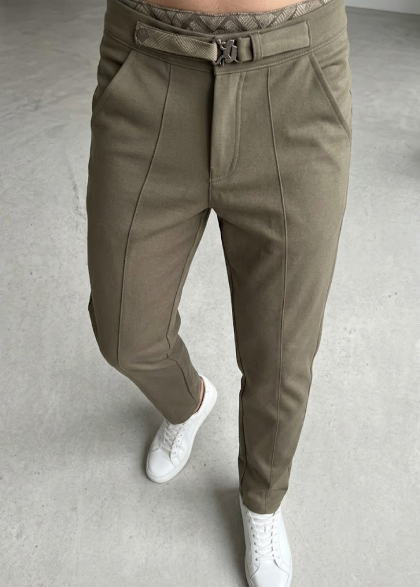 Zyvor-Khaki-Slim-Fit-Pants-Front-View-Khaki.