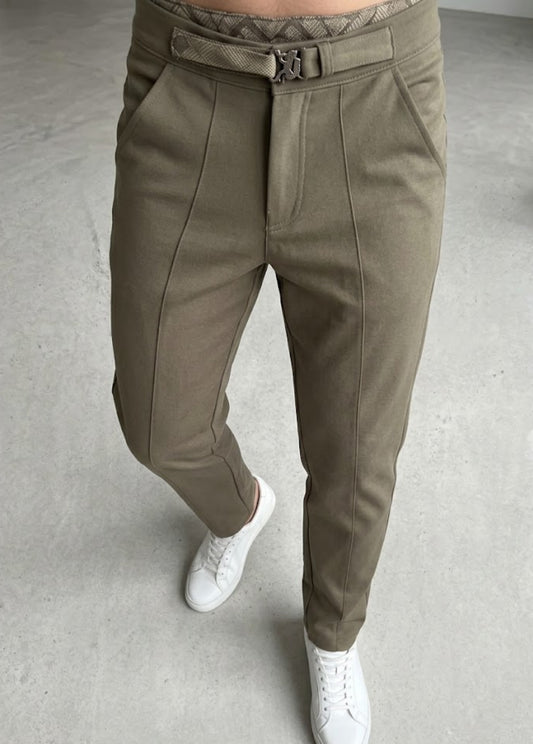 Zyvor-Khaki-Slim-Fit-Pants-Front-View-Khaki.