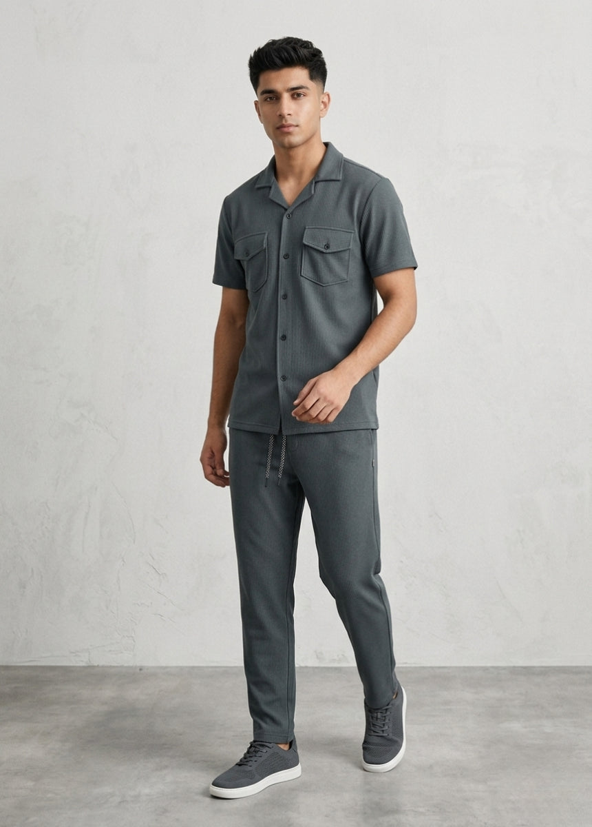 Ribbed fabric texture close-up breathable summer outfit