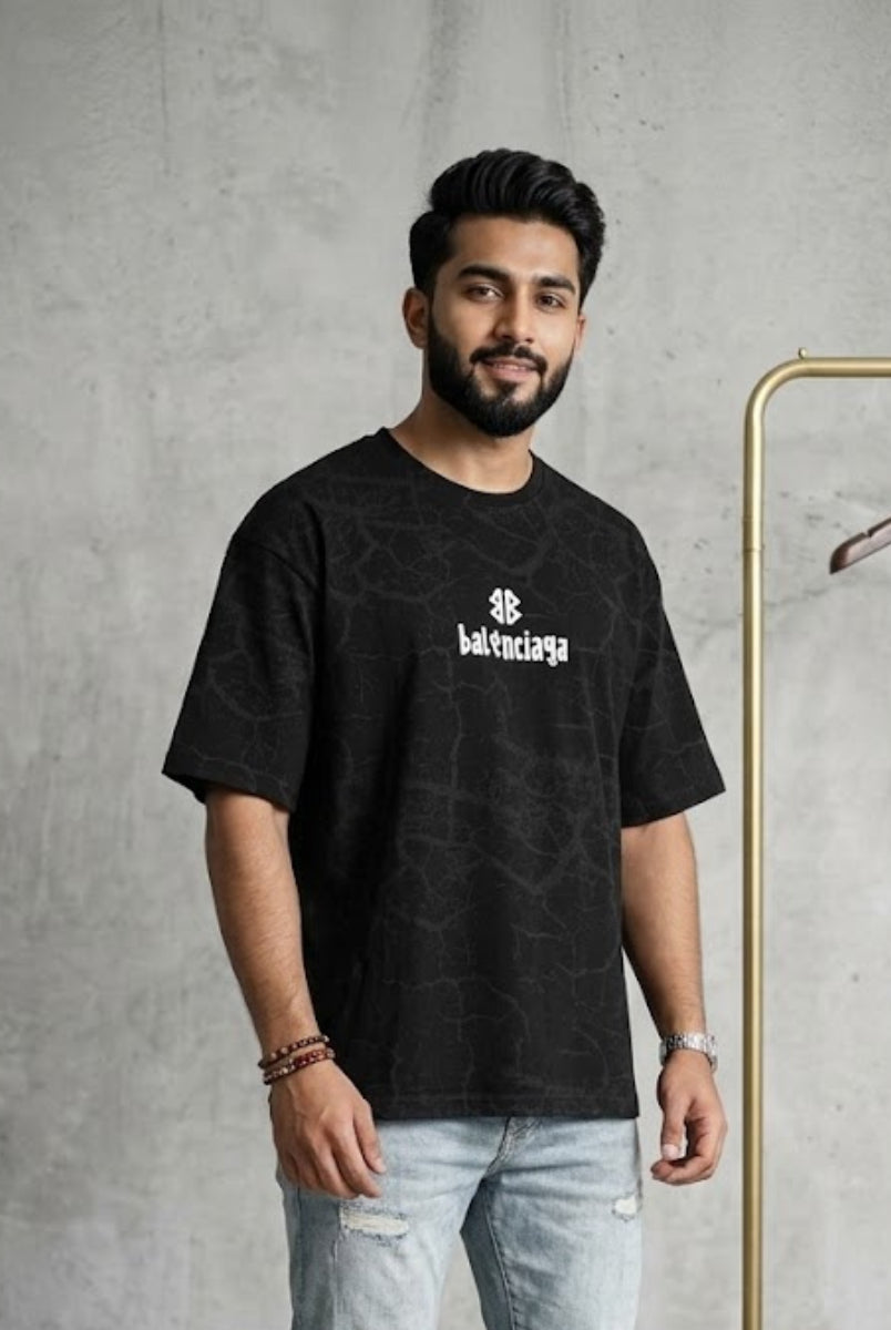 oversized cracked texture t-shirt premium casual wear