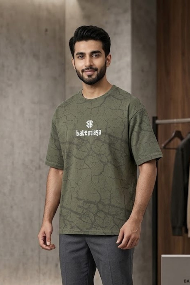 oversized cracked texture t-shirt premium casual wear