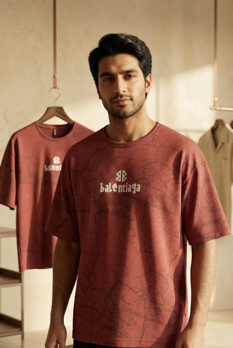 oversized cracked texture t-shirt premium casual wear