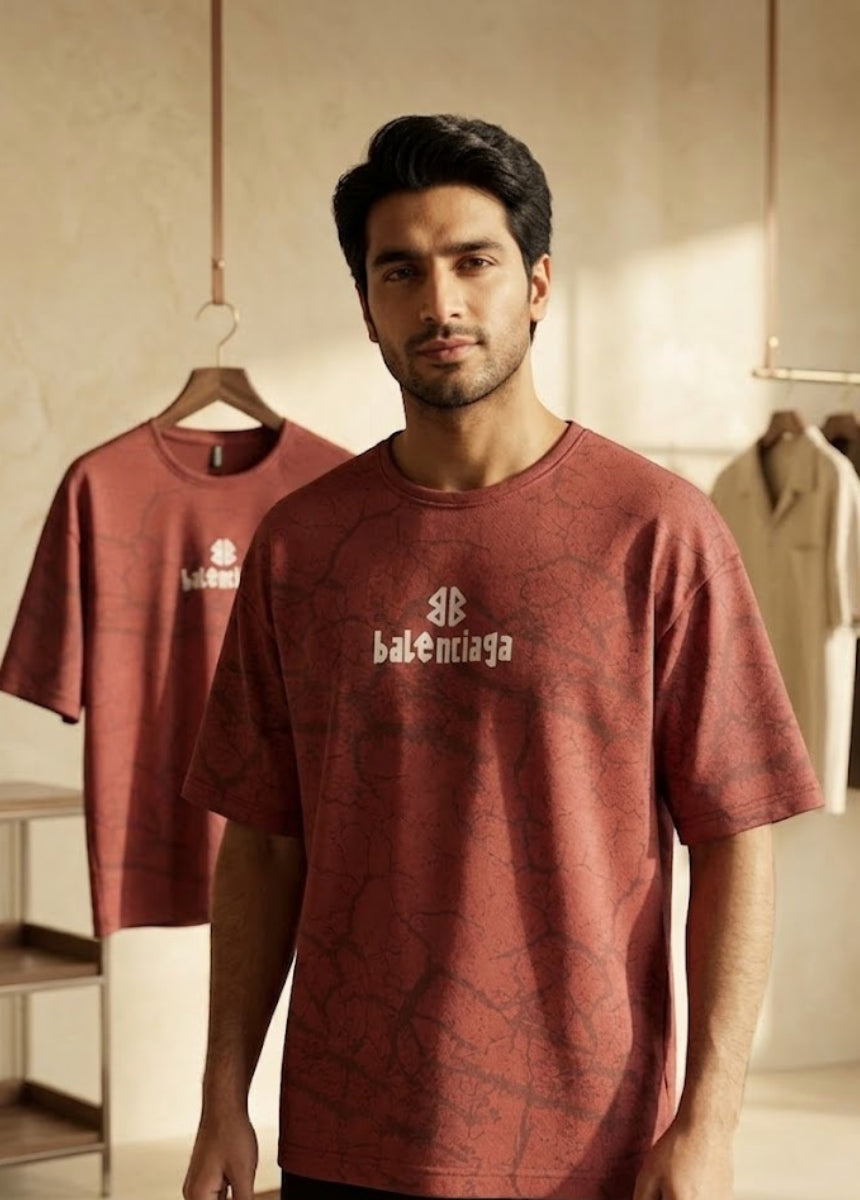 oversized cracked texture t-shirt premium casual wear
