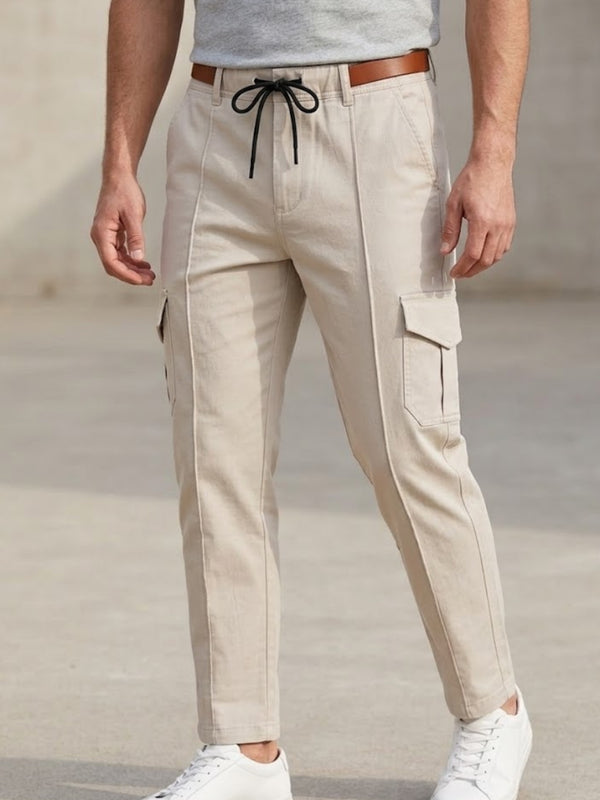 Men's Cargo Pants with Adjustable Drawstring Waist