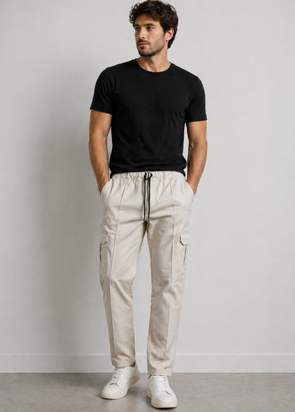 Men's Cargo Pants with Adjustable Drawstring Waist