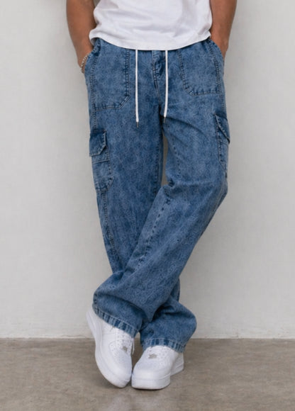 Men’s Denim Cargo Joggers – Stretch Comfort Fit