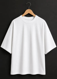 Men's Premium Drop Down White Cotton T-Shirt | All-Day Comfort