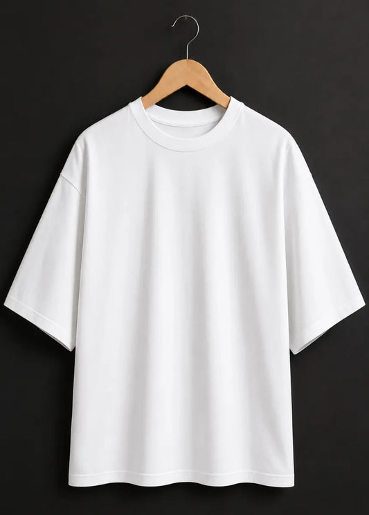 Men's Premium Drop Down White Cotton T-Shirt | All-Day Comfort