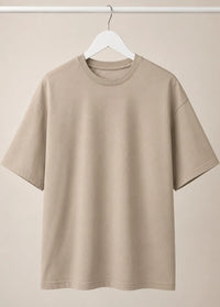 Men's Premium Drop Down Beige Cotton T-Shirt | All-Day Comfort