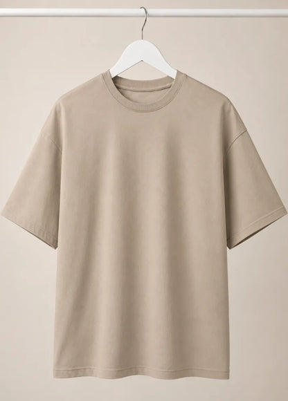Men's Premium Drop Down Beige Cotton T-Shirt | All-Day Comfort