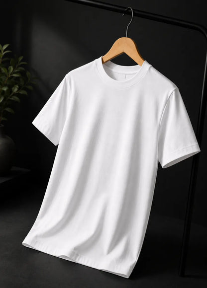 Men's Premium White Cotton T-Shirt | All-Day Comfort