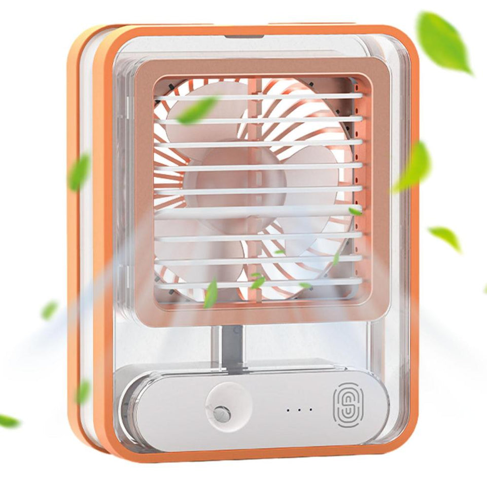 Portable Transparent Crystal Humidifying Spray Decorative Sitting Room Air Cooler Usb Charge Cooling Fan