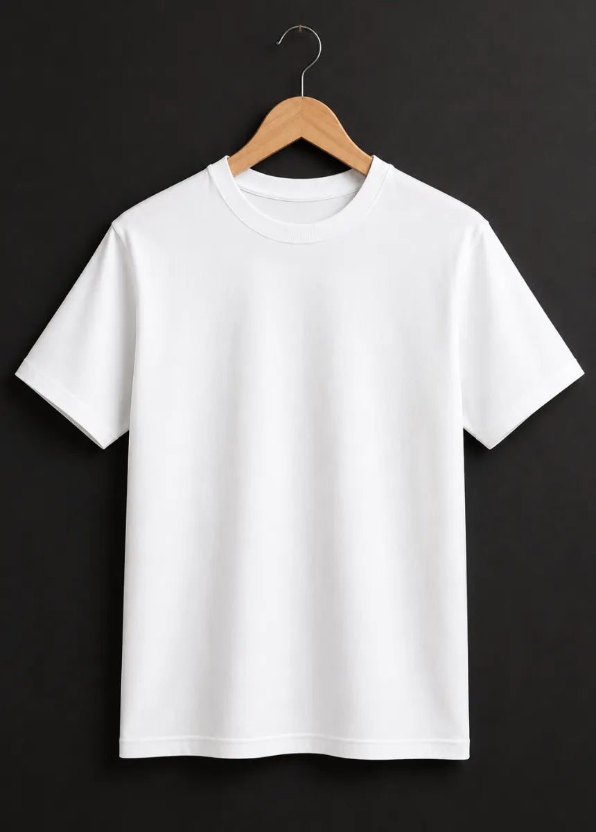 Men's Premium White Cotton T-Shirt | All-Day Comfort