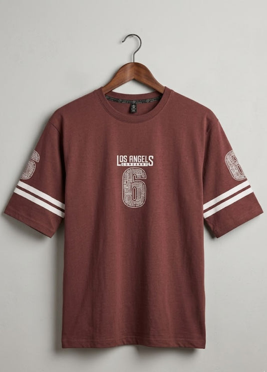 Men’s brown graphic t-shirt Los Angeles print front view