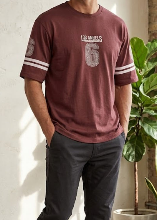 Men’s brown graphic t-shirt Los Angeles print front view