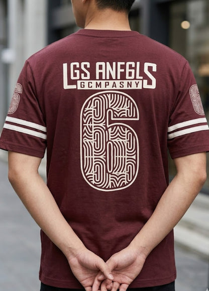 Men’s brown graphic t-shirt Los Angeles print front view