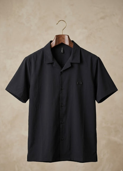 Men’s Black Summer Short Sleeve Shirt – Breathable Comfort Fit