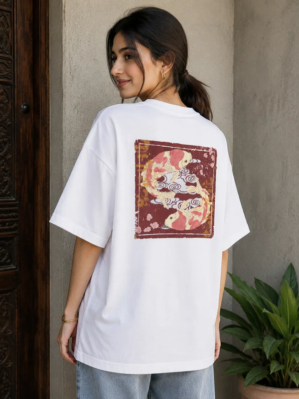 Japanese White Calligraphy Oversized Unisex T-Shirt | Premium Cotton