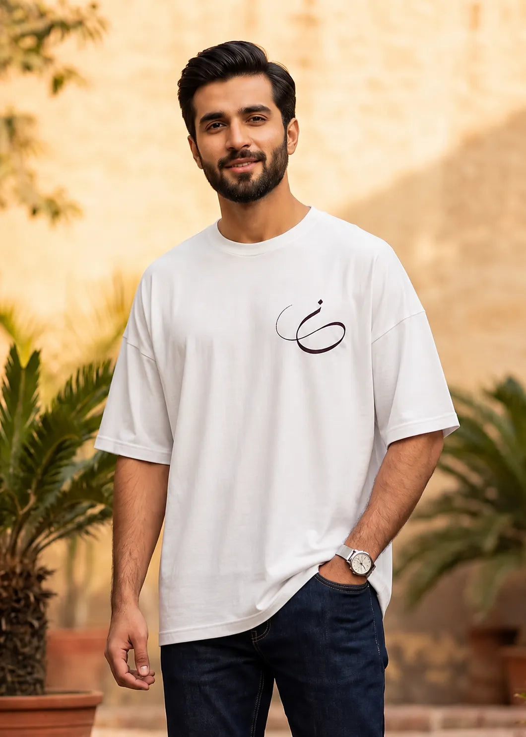 Minimalist White Arabic Calligraphy Unisex T-Shirt – Premium Cotton