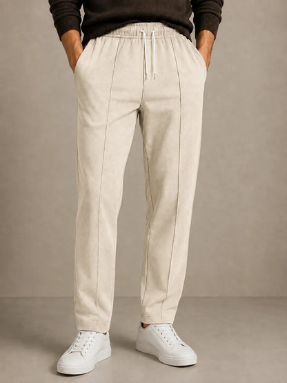 Stylish cream beige sweatpants with elastic waist and front pockets