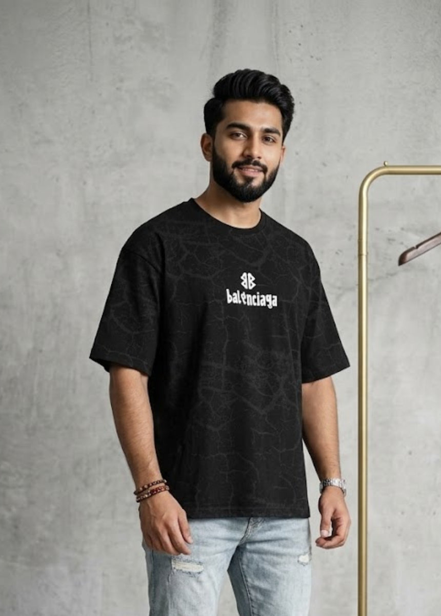 oversized cracked texture t-shirt premium casual wear